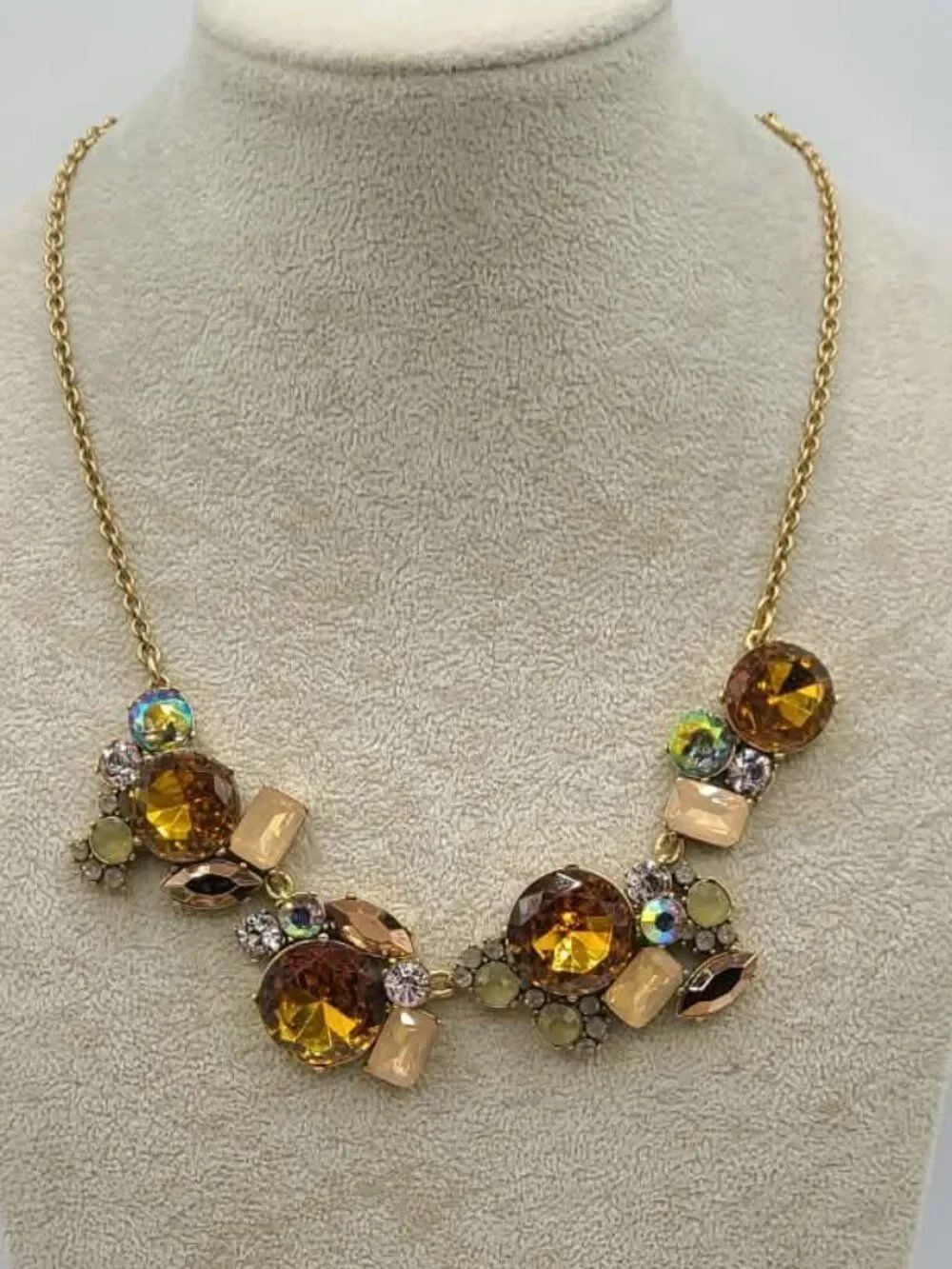J Crew Gold Crystal Cluster Necklace